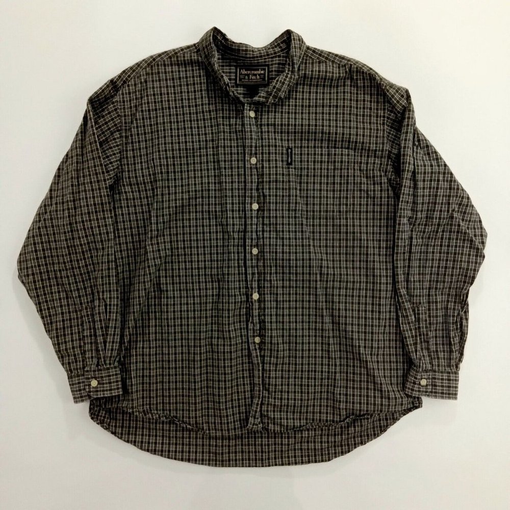 VTG 90's Y2K Abercrombie & Fitch Men's Oversized Plaid Shirt Size XL Green Blue
